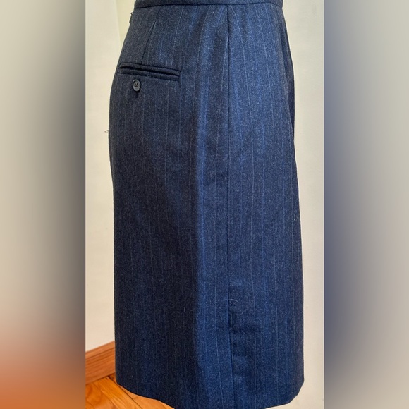 Ralph Lauren Midi Business Attire 100% Wool Skirt With Blue & Gray strip… - Picture 2 of 11